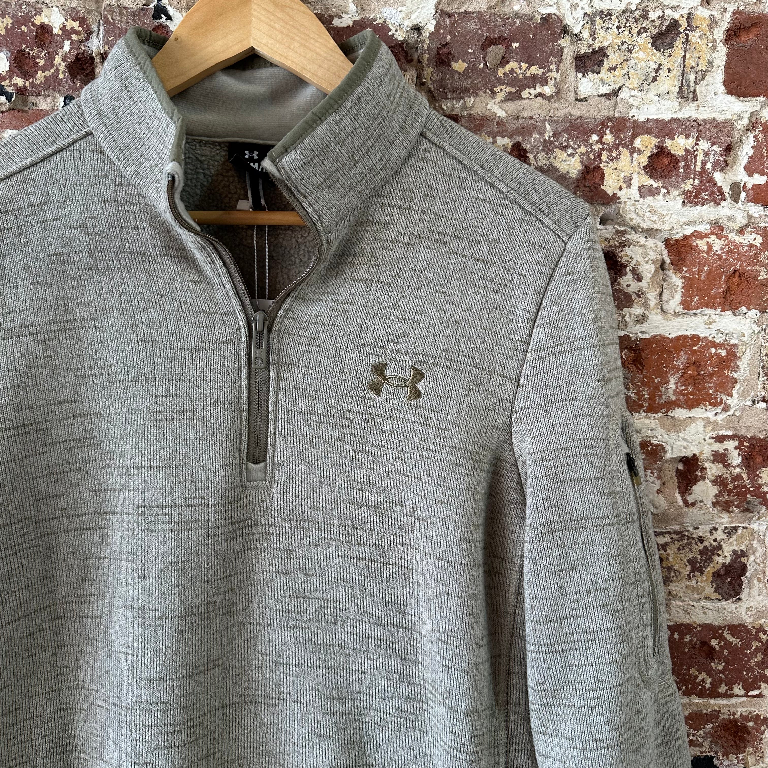 Under Armour Sweatshirt Mens Medium Green Fleece 1/4 Zip Pullover Golf Casual