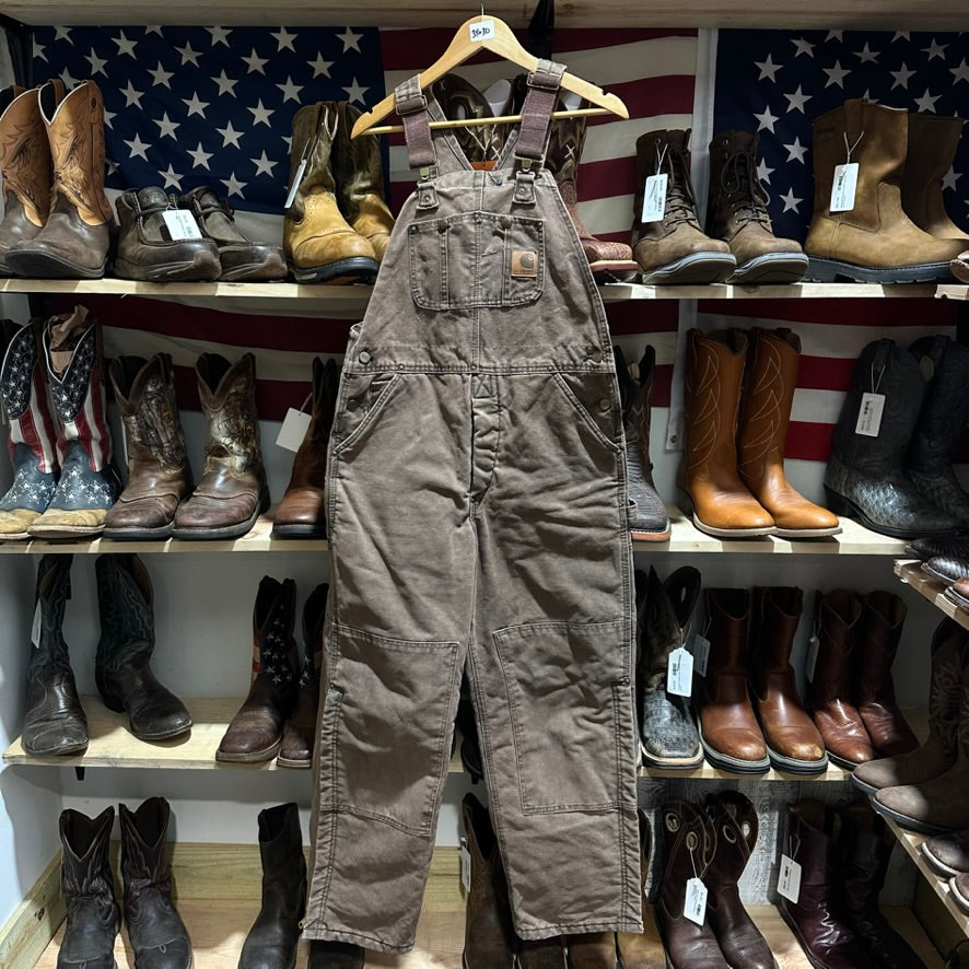 VTG Carhartt R27 CHT Mens 34x30 Brown Bibs