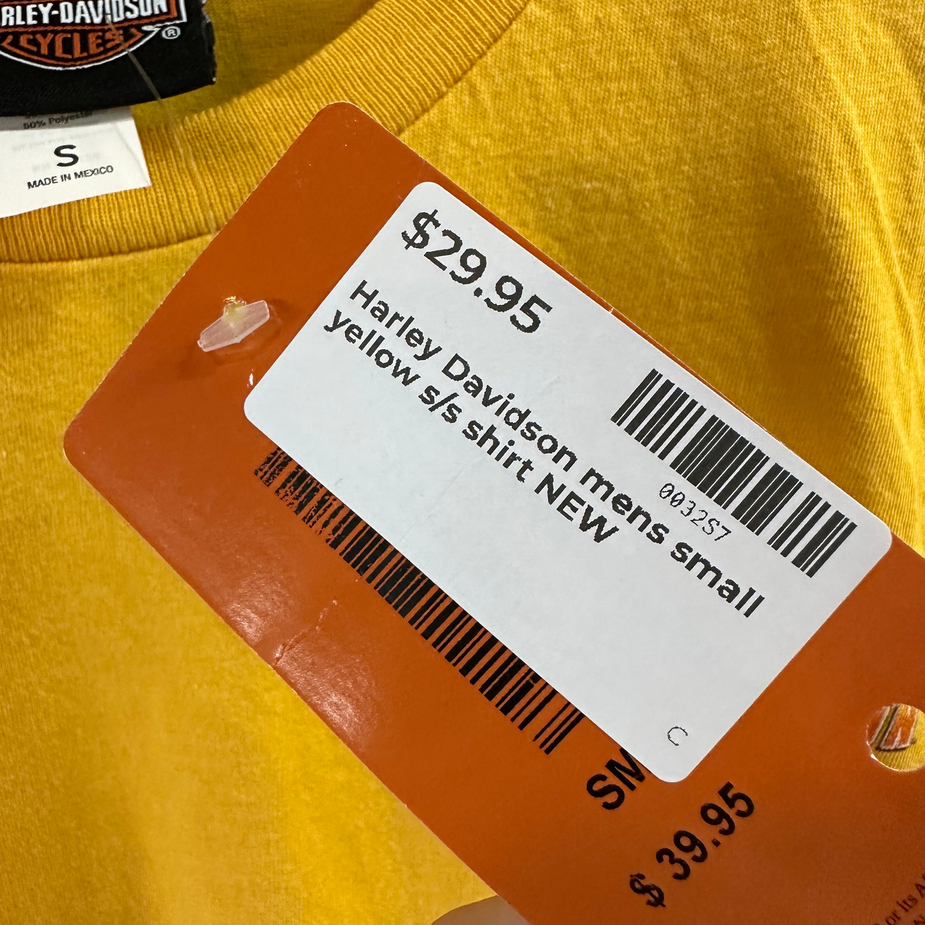 Harley Davidson Men's Small Short Sleeve Yellow T-Shirt NEW
