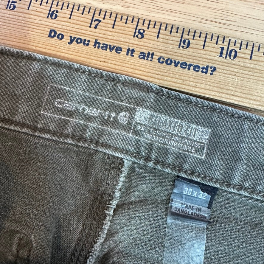 Carhartt Duck Utility Relaxed Fit Pants green rugged canvas work Mens 30x32
