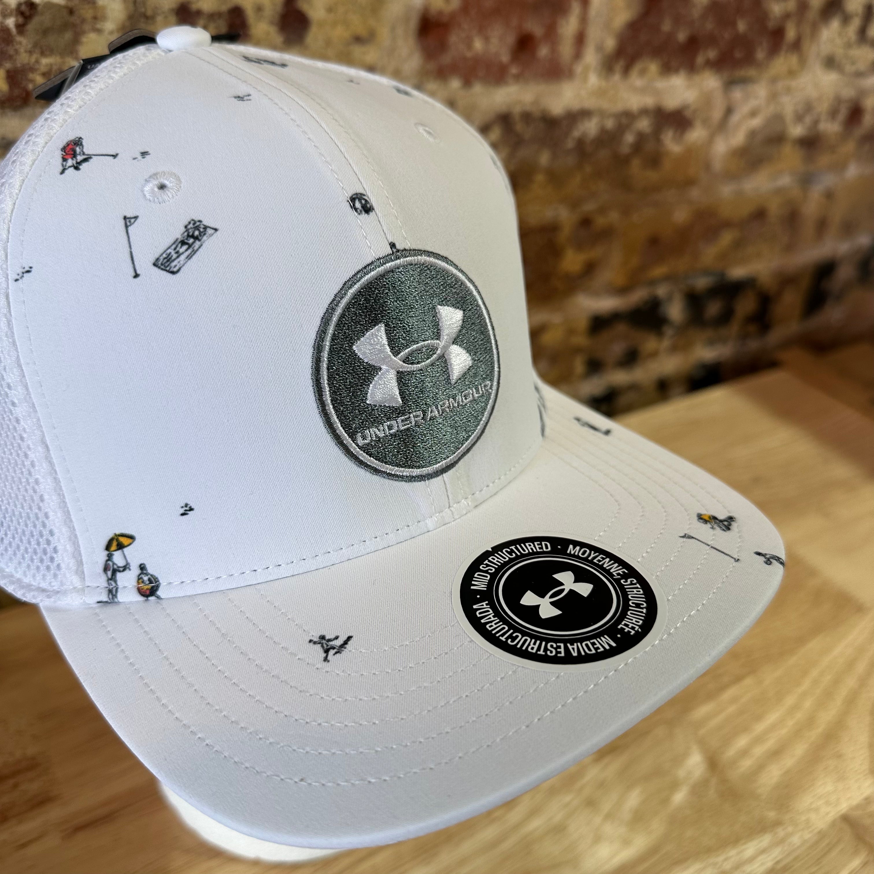 Under Armour UA Men's White Golf Mid Structure One Size Cap Hat NWT