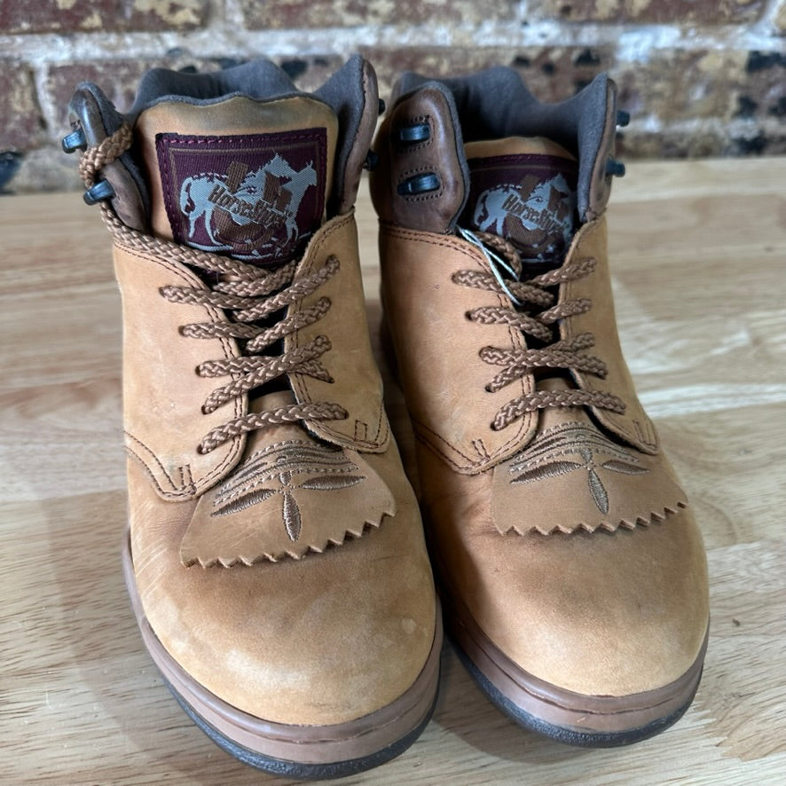 Roper Boots Womens Size 7 Brown Leather Lace Up Ankle Kiltie Horseshoes Western