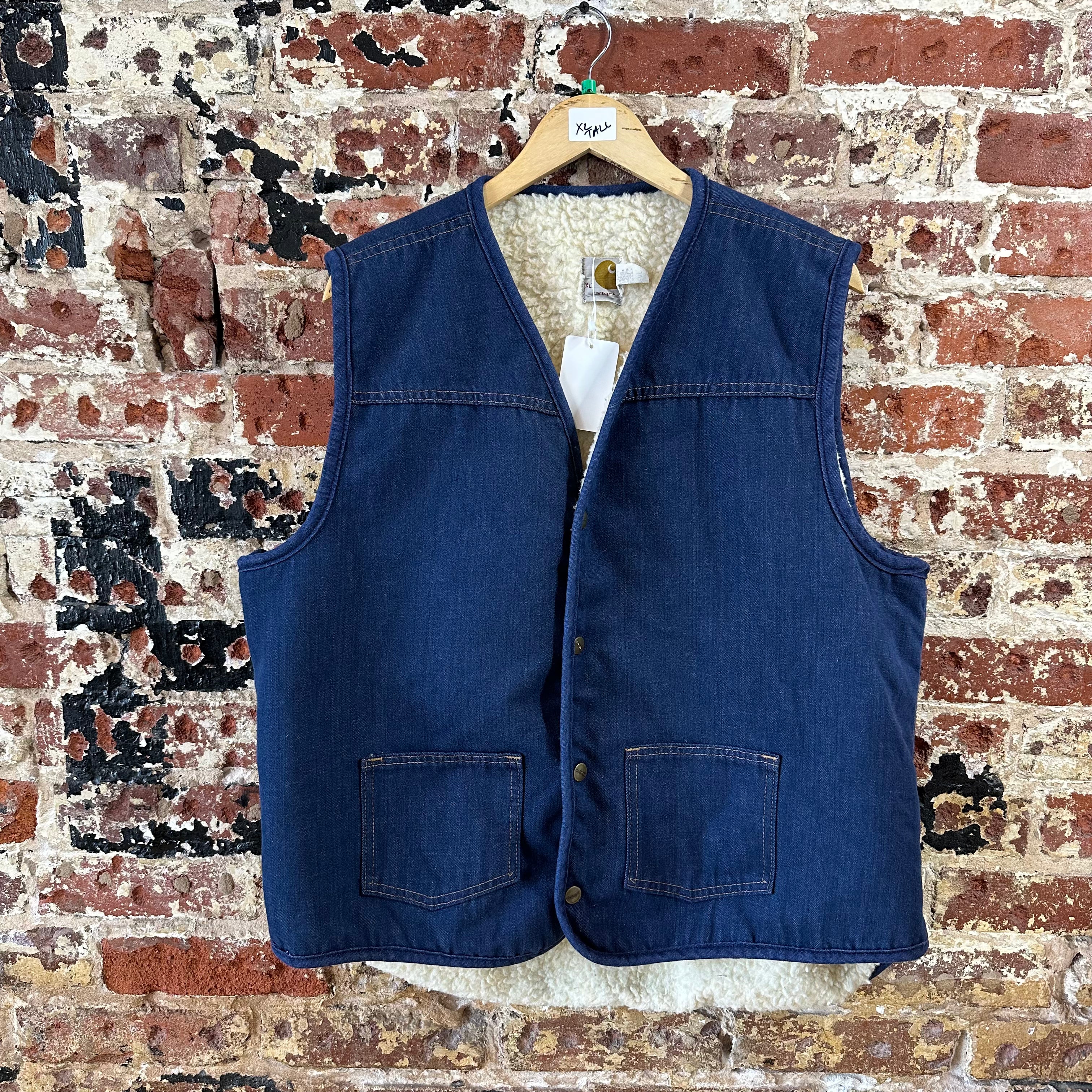 VTG Carhartt Jean Sherpa Men's Size XL Tall Vest