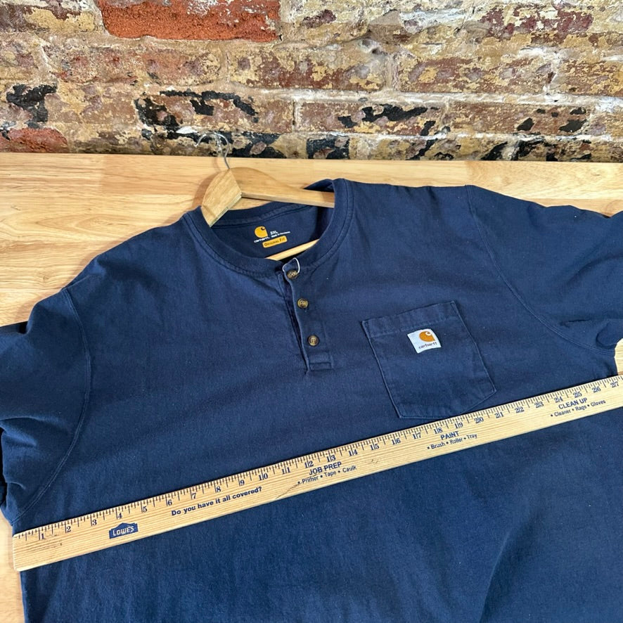 Carhartt Mens 2XL Original Fit Short Sleeve Pocket Henley T-Shirt K84 NVY