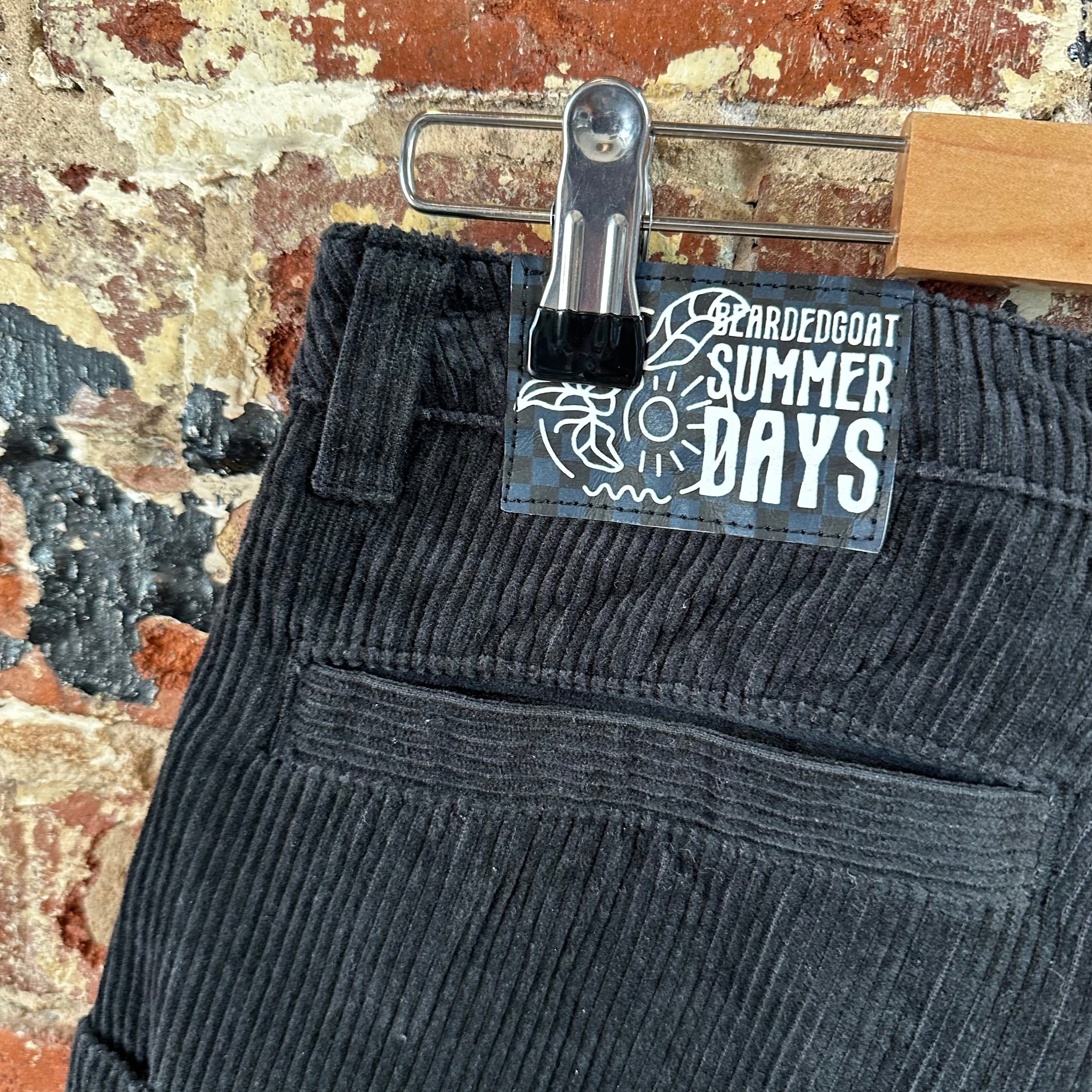 Bearded Goat Mens 28 Black Corduroy Shorts