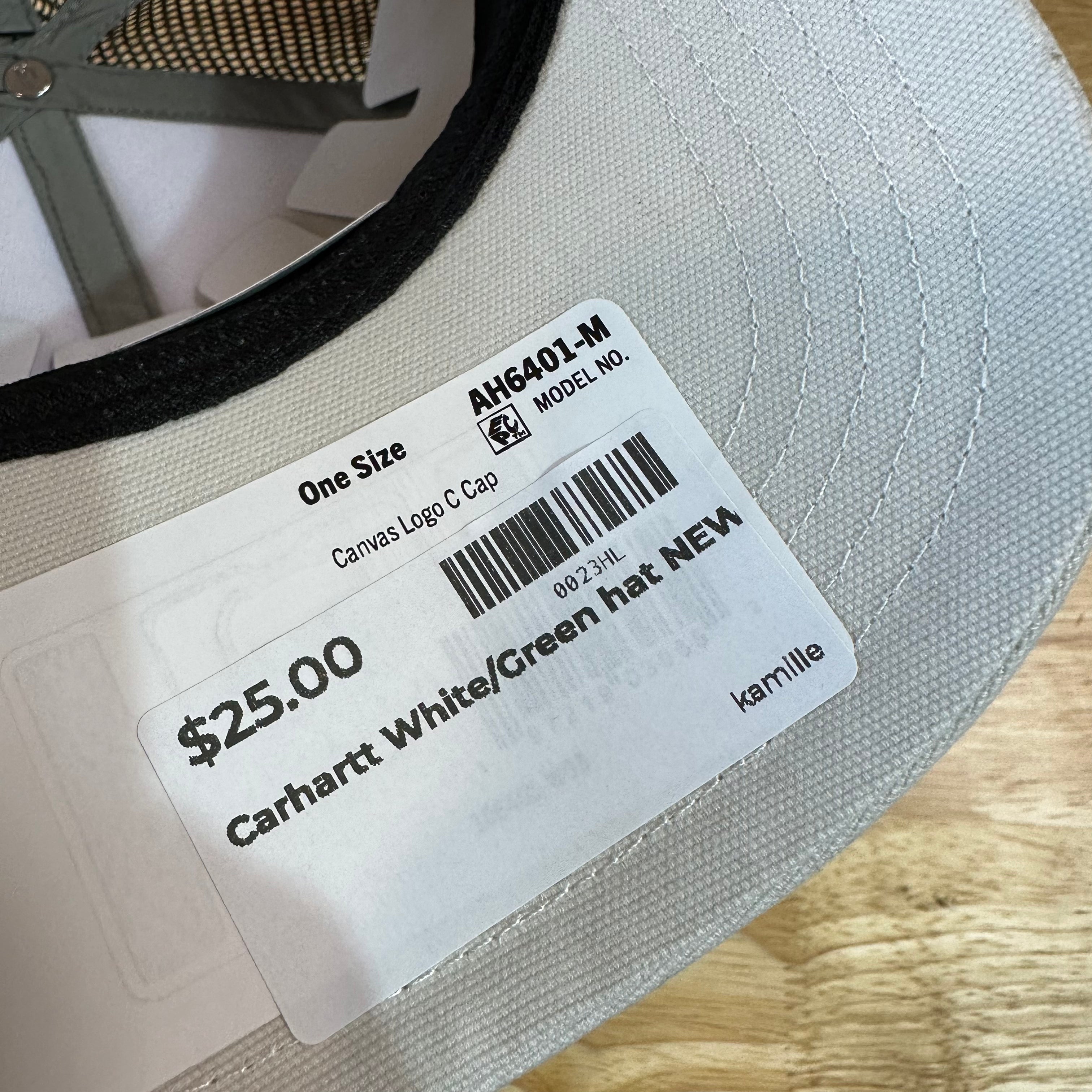 Carhartt Force Canvas Mesh-Back C Logo SnapBack Trucker Hat White Green New