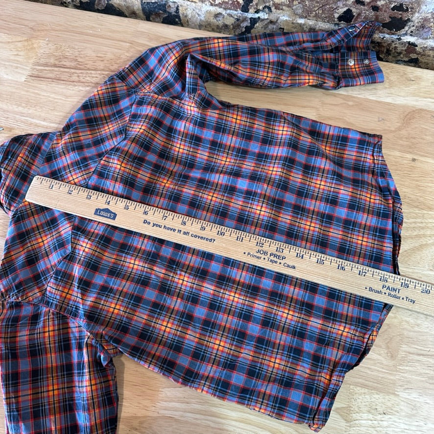 Wrangler Shirt Boys Small Button Up Youth Rodeo Cowboy Western Long Sleeve Blue