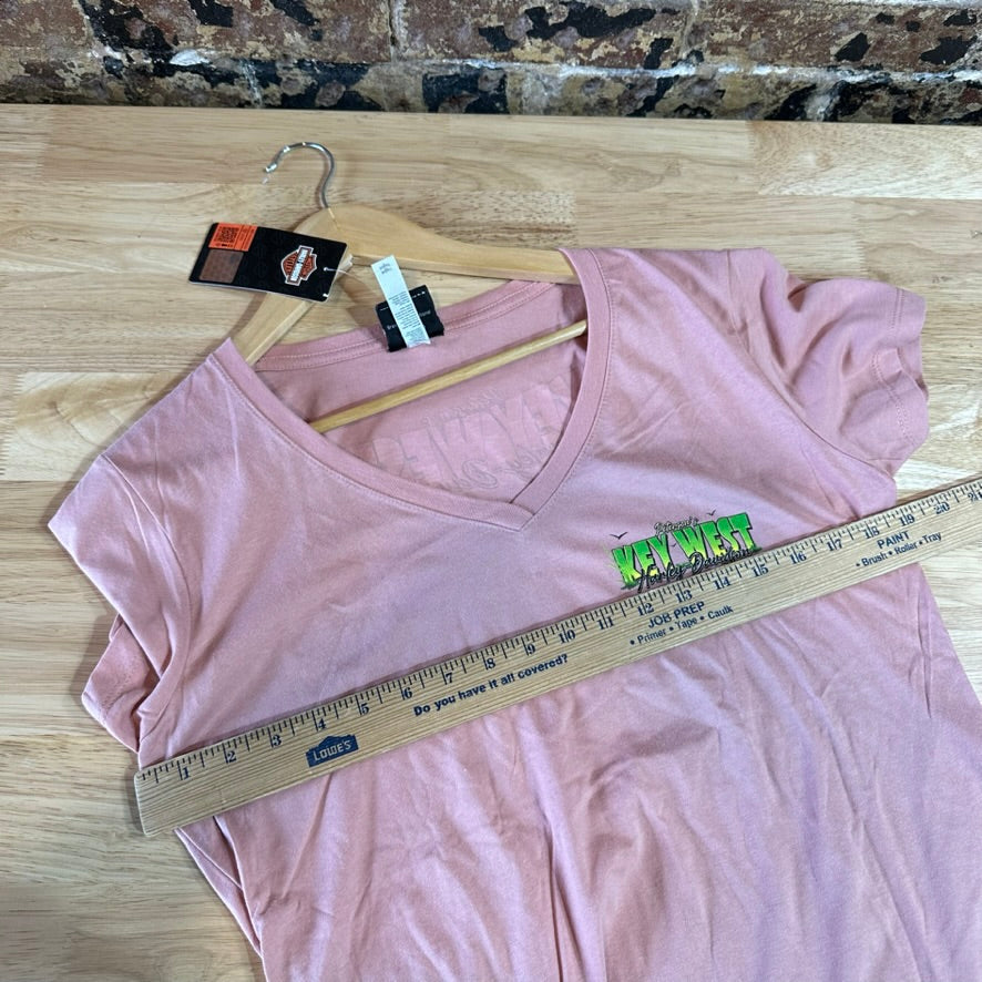 Harley Davidson Women's XL Short Sleeve Pink T-Shirt V-Neck NEW