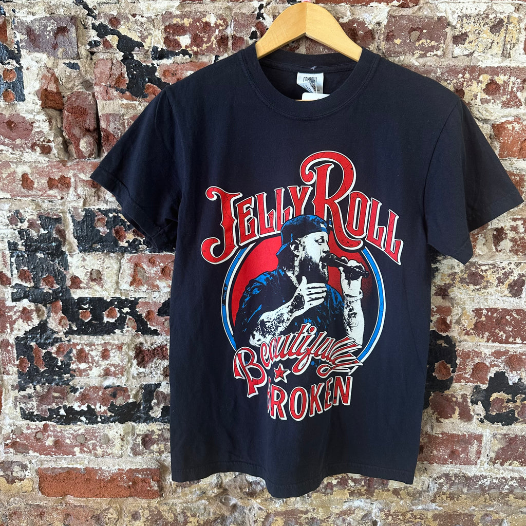 Jelly Roll 2025 Beautifully Broken Tour T-shirt Small Black Comfort Colors S/S