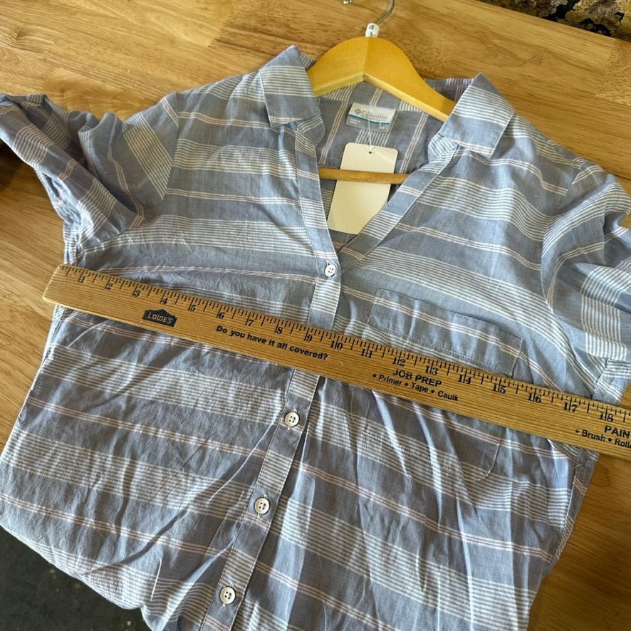 Columbia Womens XS Long Sleeve Casual Shirt Button Up Blue White