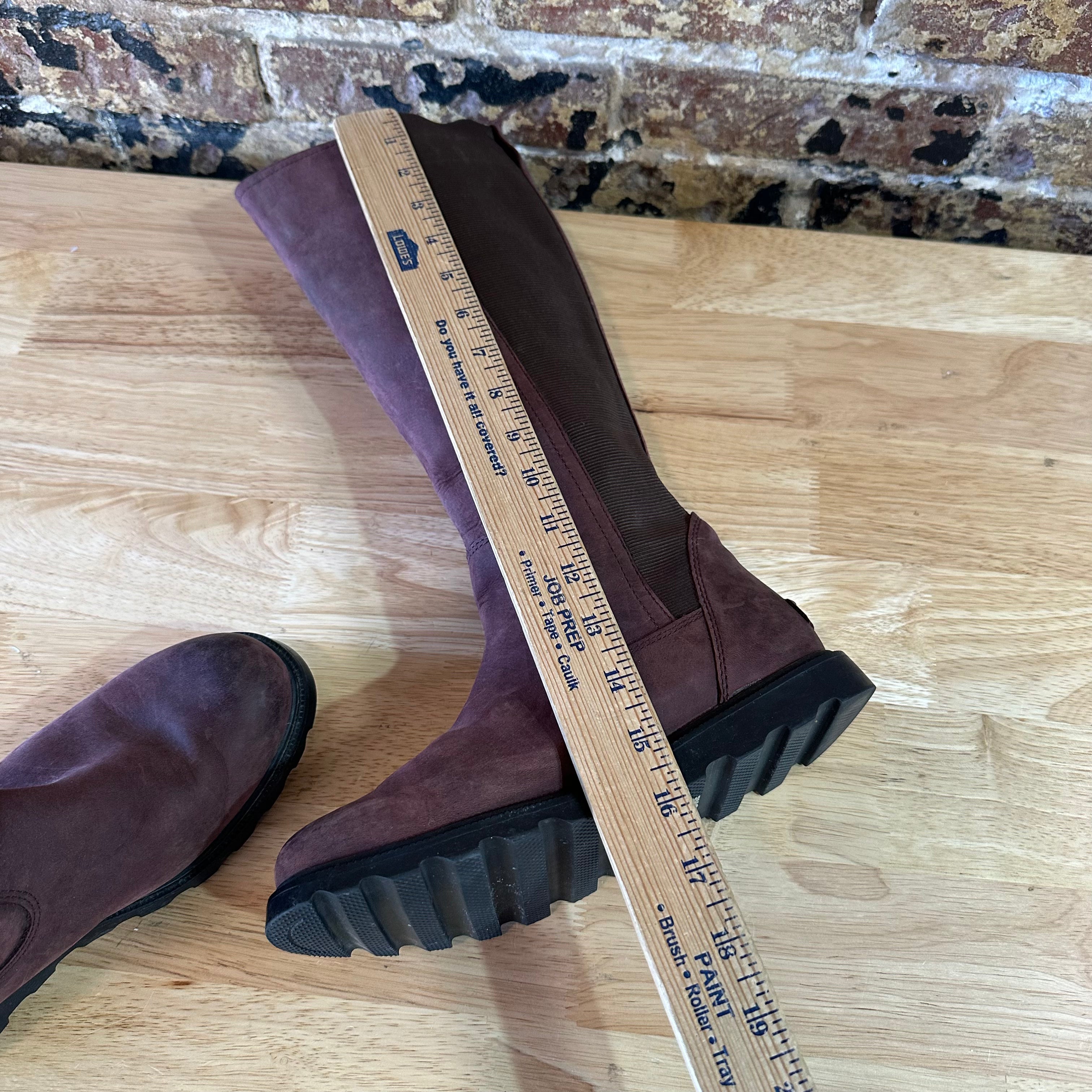 Sorel Womens AINSLEY CATTAIL TALL Leather Waterproof Boots Sz 7.5 Brown