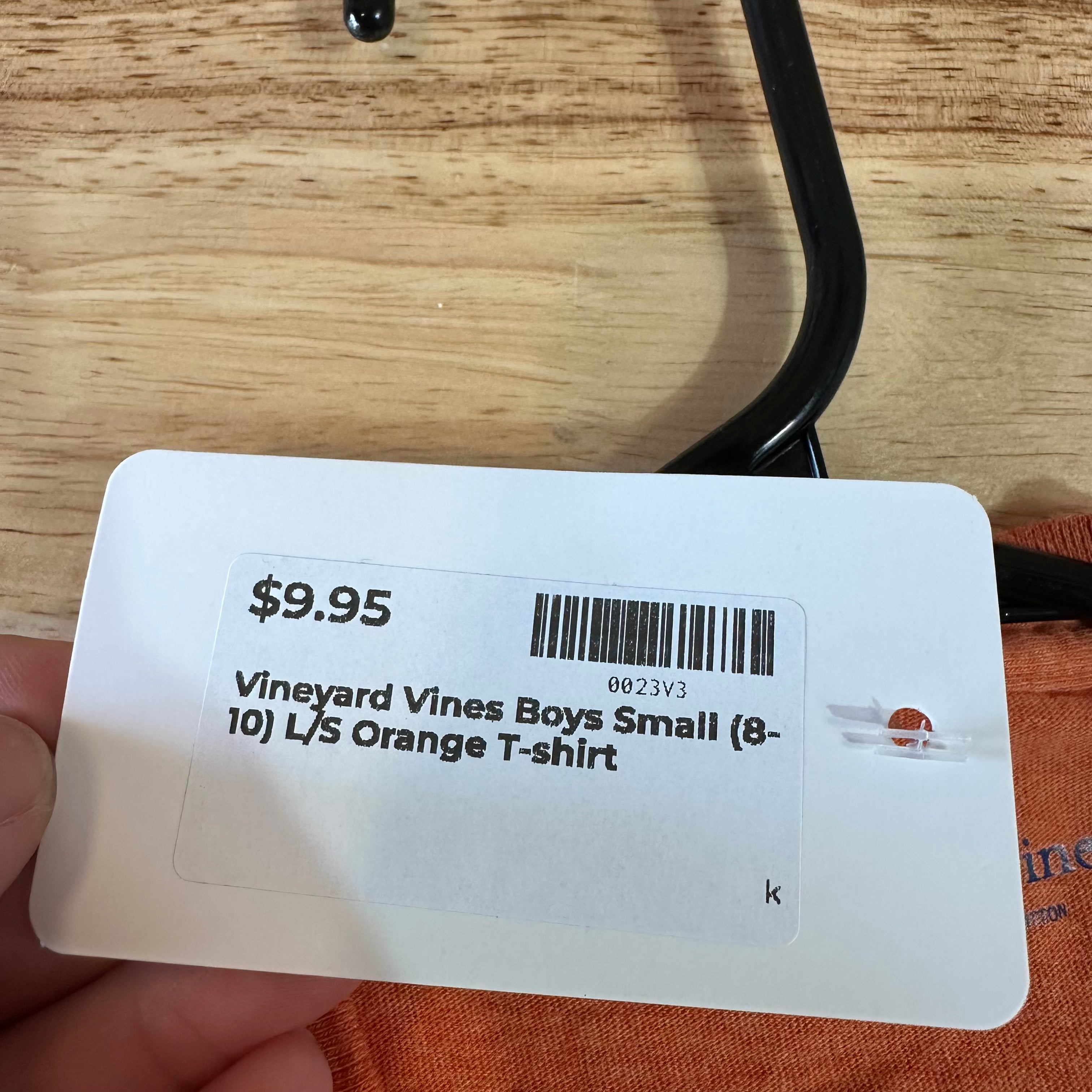 Vineyard Vines Boys Small 8-10 Logo Football Whale Long Sleeve T-shirt Orange