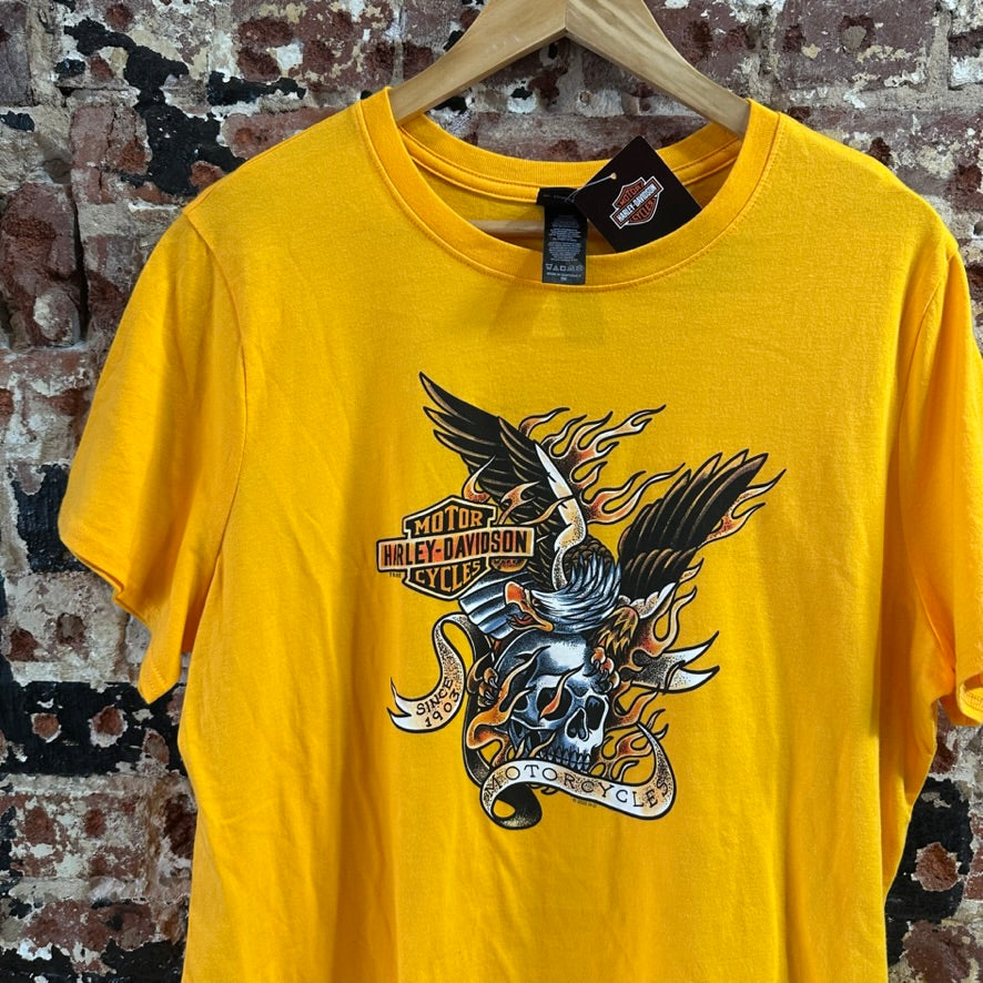 Harley Davidson Women's 1W Short Sleeve Yellow T-Shirt NEW