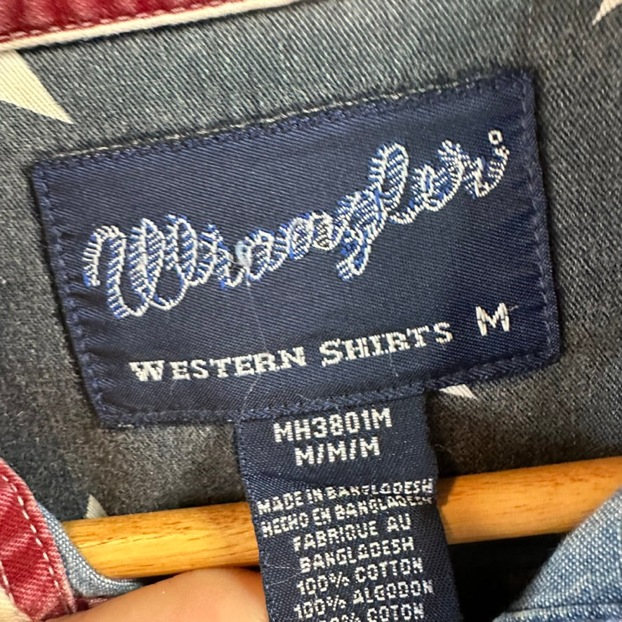 VTG Wrangler Mens Medium Western Flag Shirt