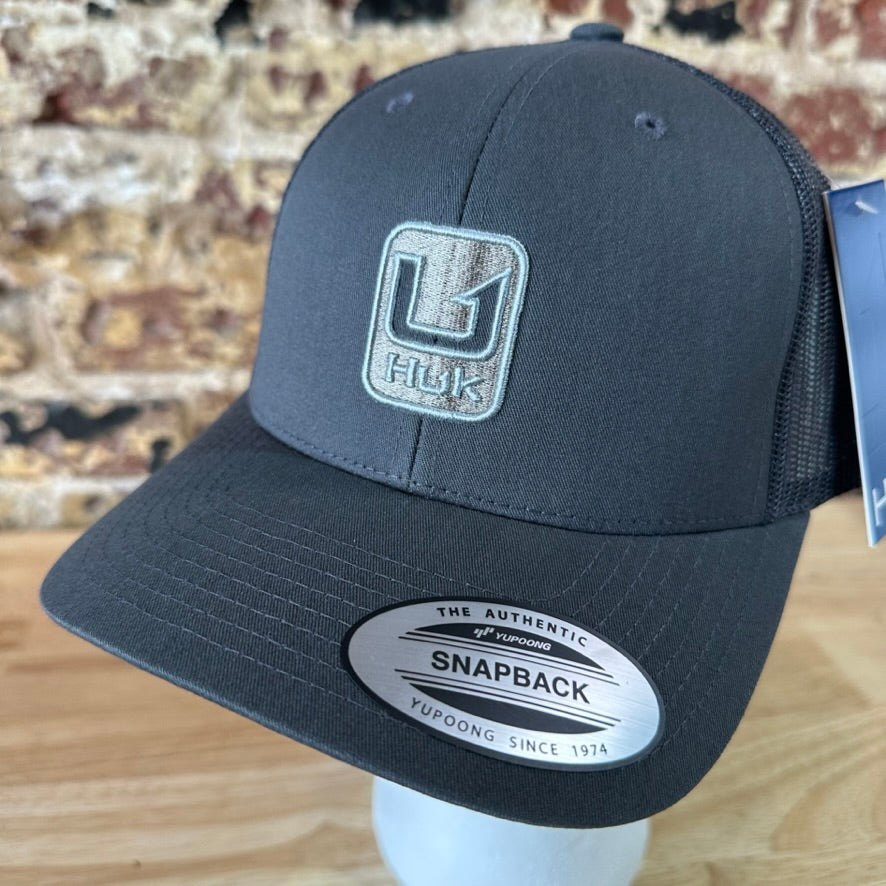 Huk Fishing Mens Gray Hook Logo Adjustable Snapback Cap Hat NEW