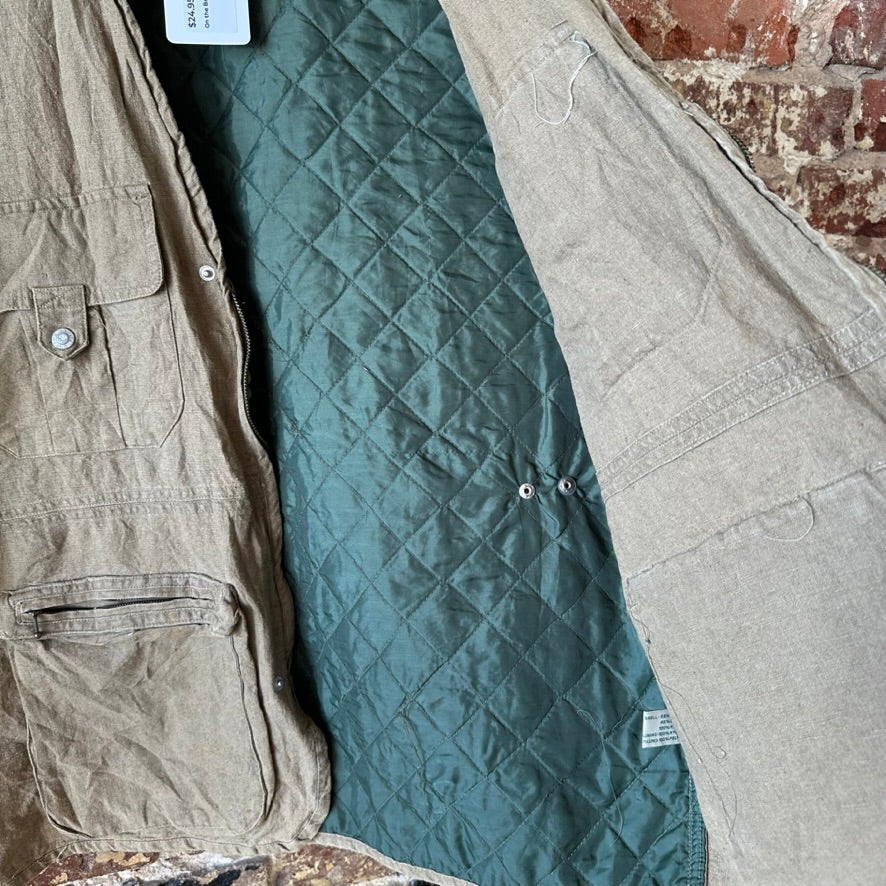 On The Brink Vest 90’s Vintage Fishing Hunting Utility Cargo Mens XL Tan