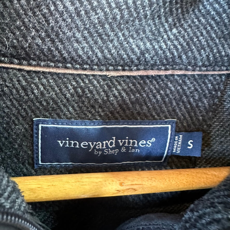 Vineyard Vines 1/4 Zip Small Oxford Pique Pullover Black Cotton Pullover preppy