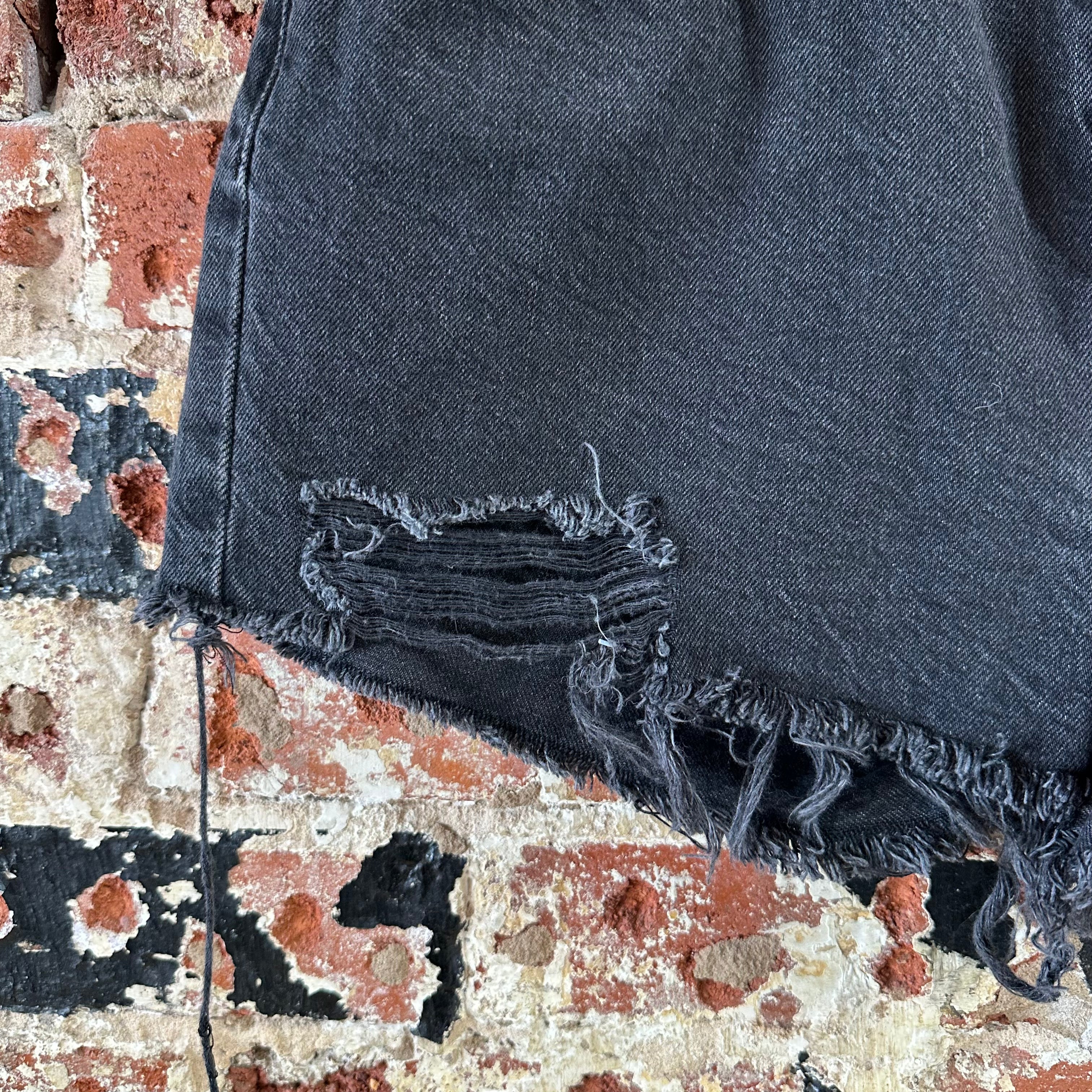 Levi's Cut Off Denim Black Jean Shorts Womens 29 Distressed- 32x2.5"