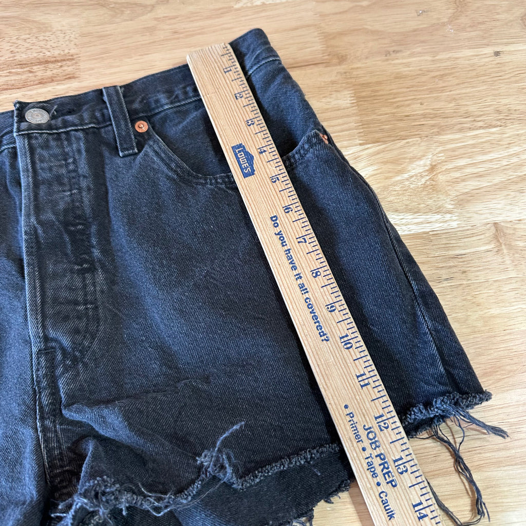 Levi's Cut Off Denim Black Jean Shorts Womens 31 Distressed- 32x2.5"