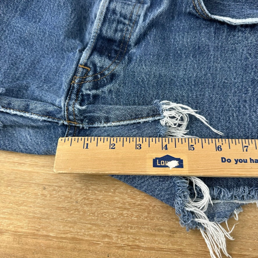 Levi's Cut Off Denim Blue Jean Shorts Womens 32 Distressed - 30x4.5"
