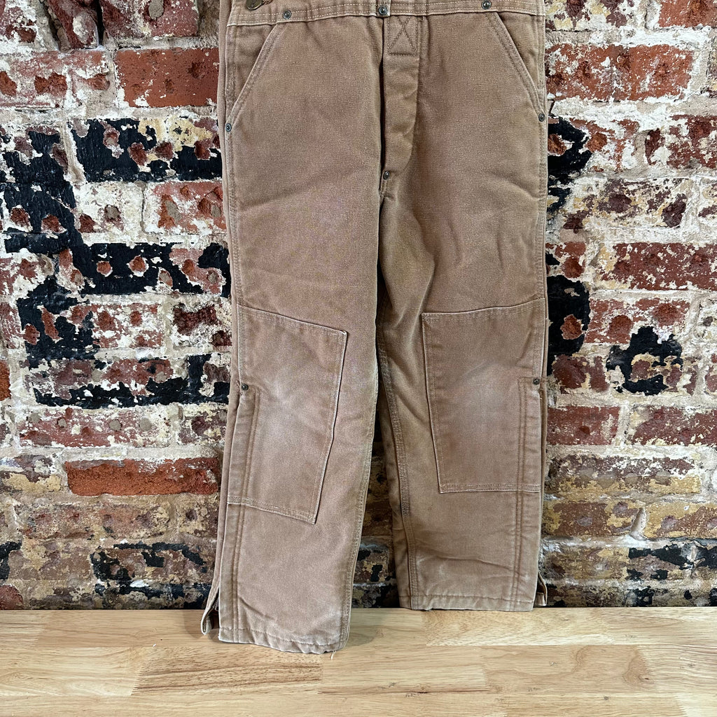 Vintage Carhartt Boy's Medium Brown Bib Insulated Overalls Double Knee Farm Bibs