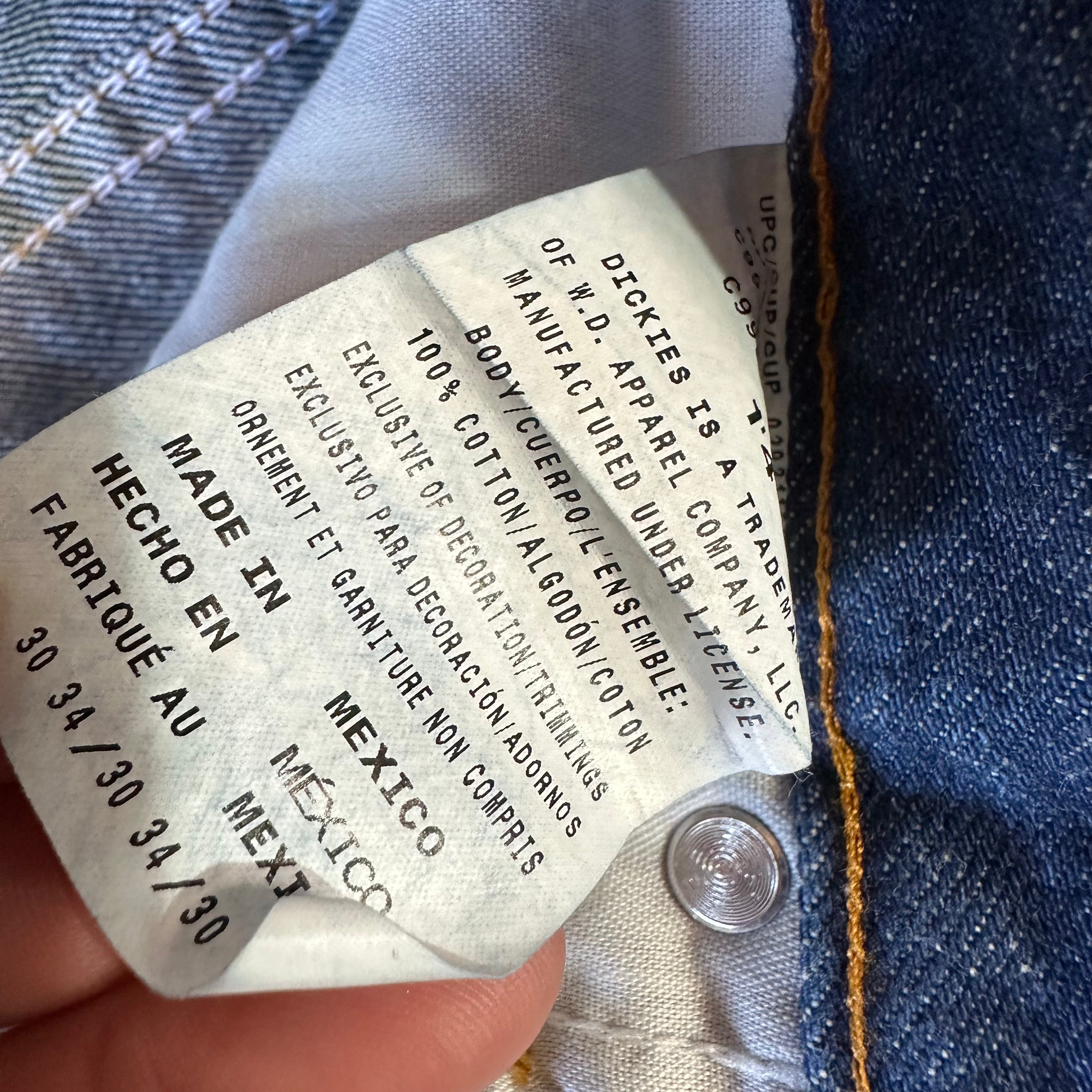 Dickies Mens 30x34 Blue Jeans