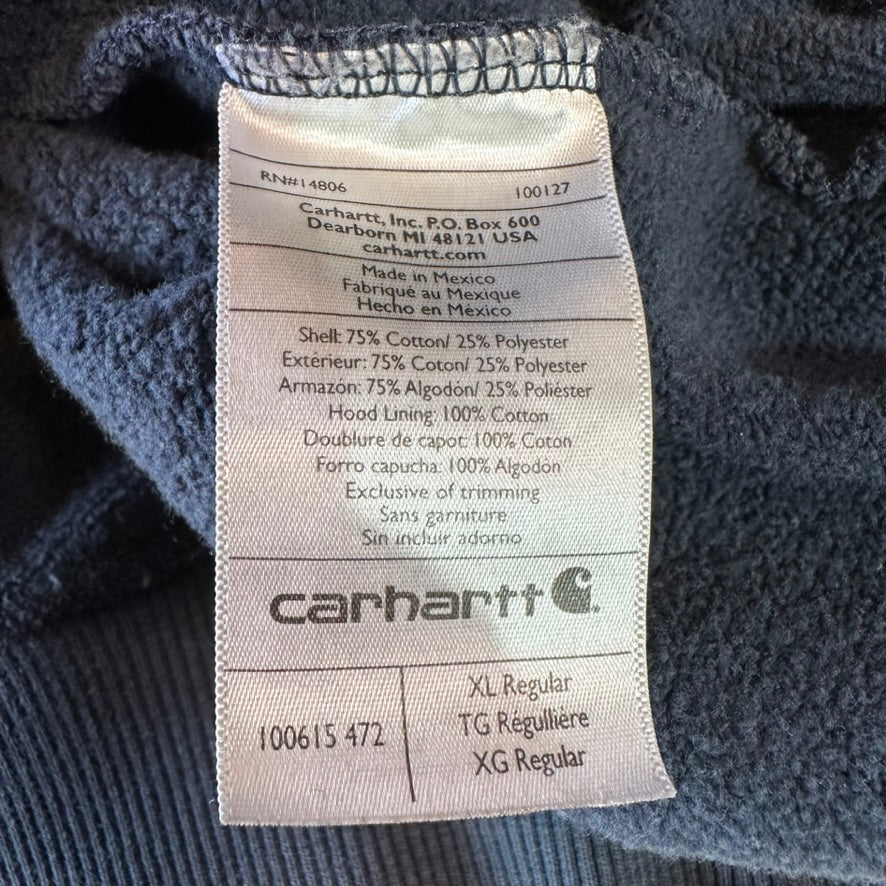 Carhartt Blue Hoodie Sweatshirt Mens XL