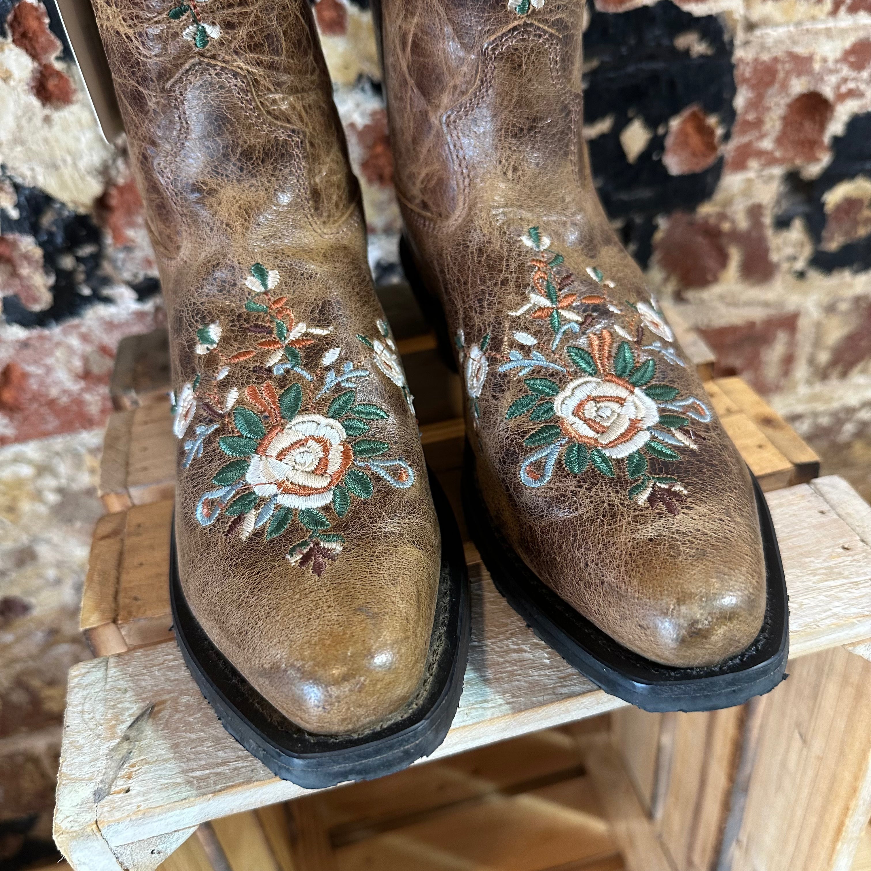 Shyanne Western Brown Boots Big Girls 2D