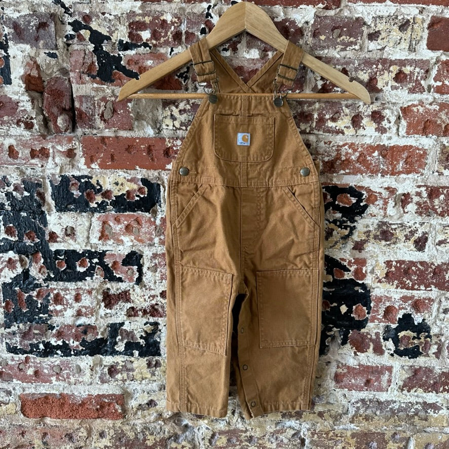 Carhartt Brown Overall Bibs Kids 18M Farm Work Toddlers double knee