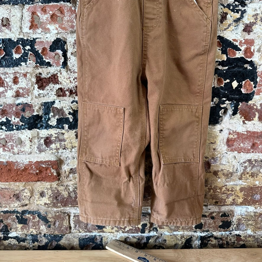 Carhartt Brown Flannel Lined Bibs Boys 3T