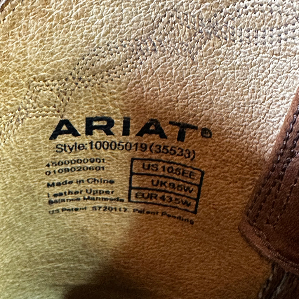 Ariat Boots Mens Size 10.5 EE Brown Leather Western Cowboy Roper ATS 10005019