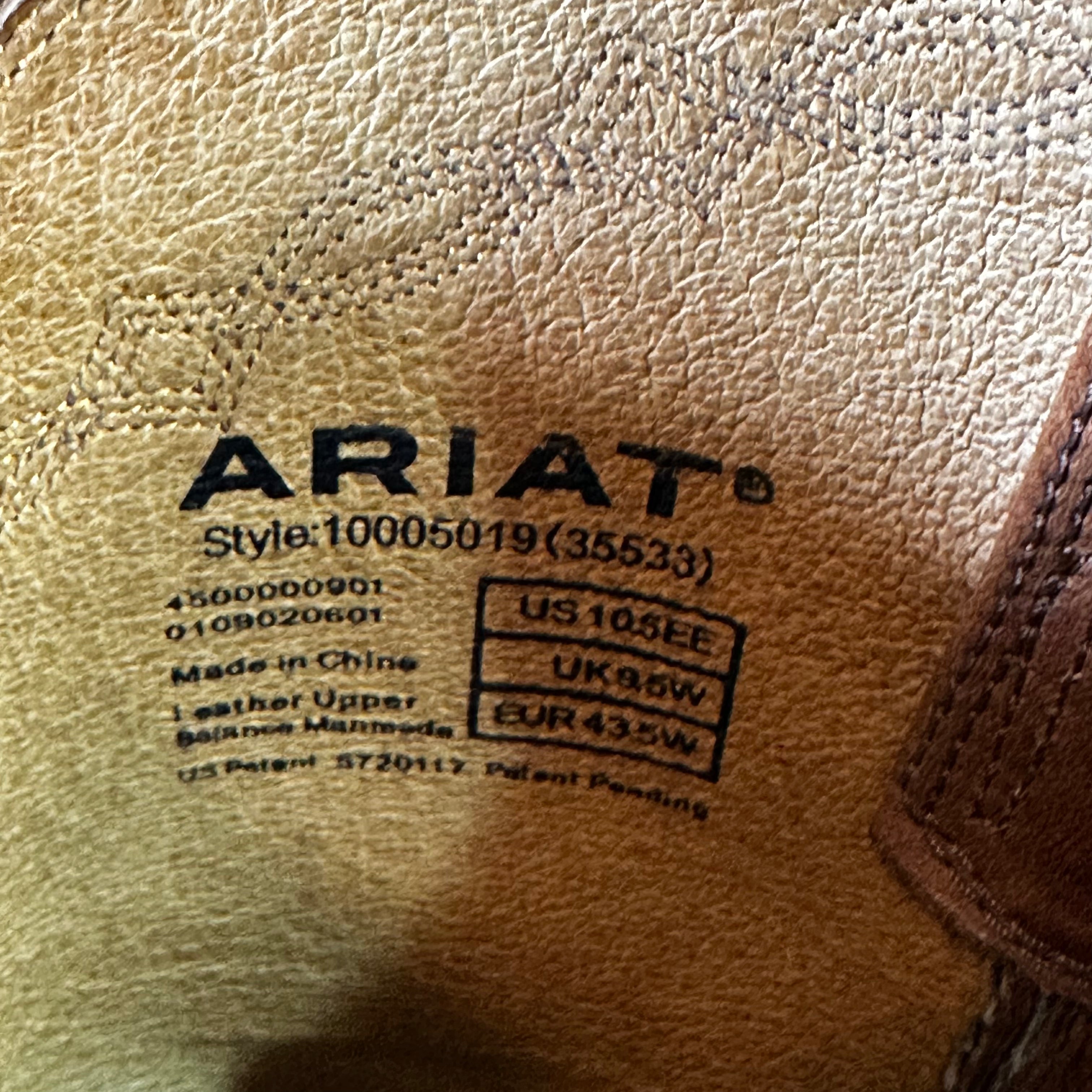 Ariat Boots Mens Size 10.5 EE Brown Leather Western Cowboy Roper ATS 10005019