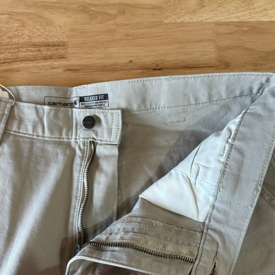 Carhartt Tan Pants Mens 34x32 canvas work utility Rugged Flex