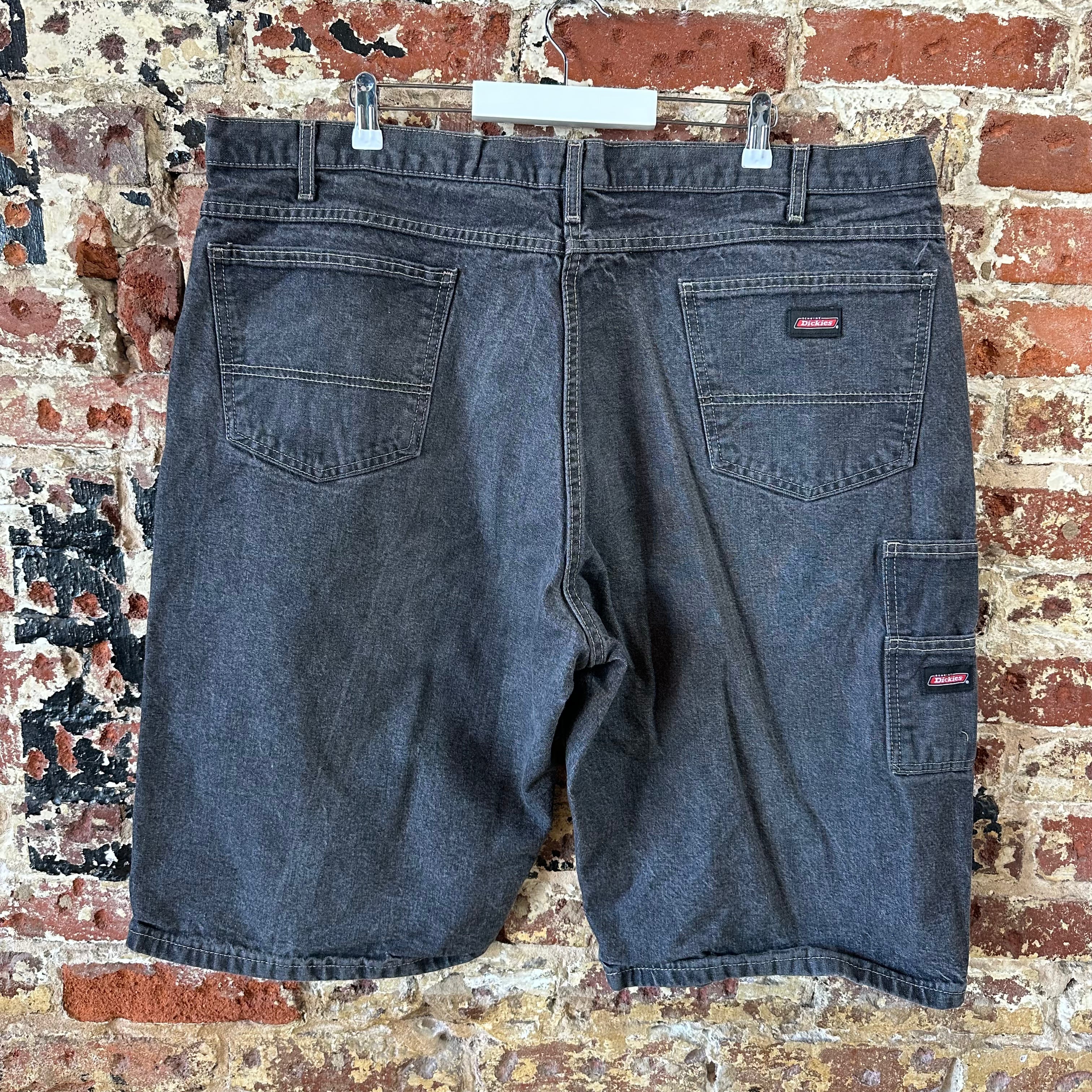 Dickies Shorts Mens 44 Logo Black Denim Jean Workwear 12.5" inseam Y2K Baggy