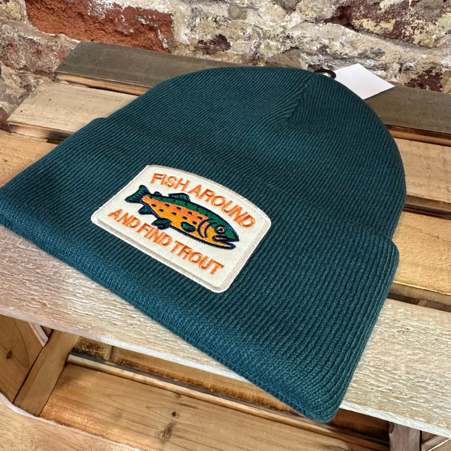 Trout Fishing Green Beanie New