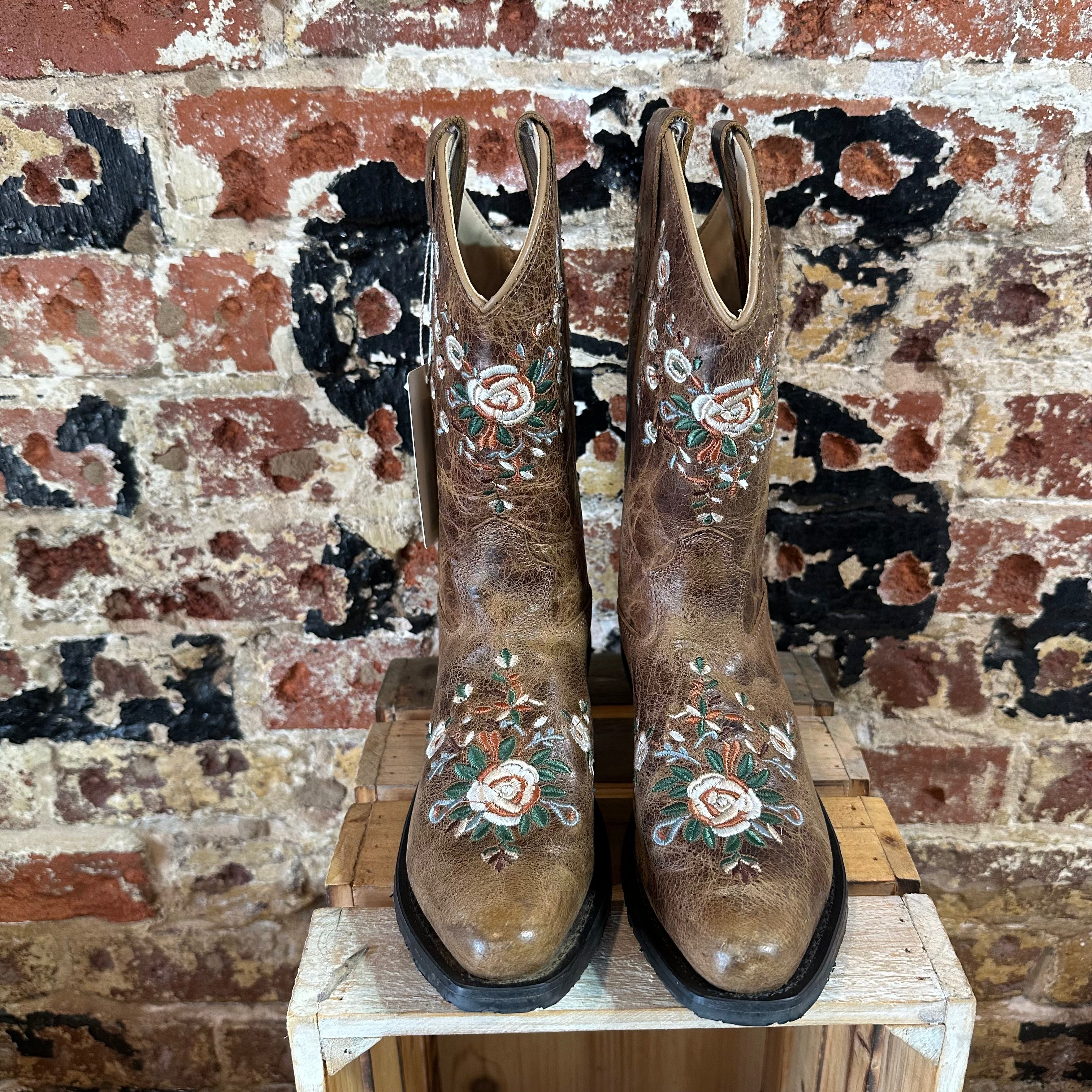 Shyanne Western Brown Boots Big Girls 2D