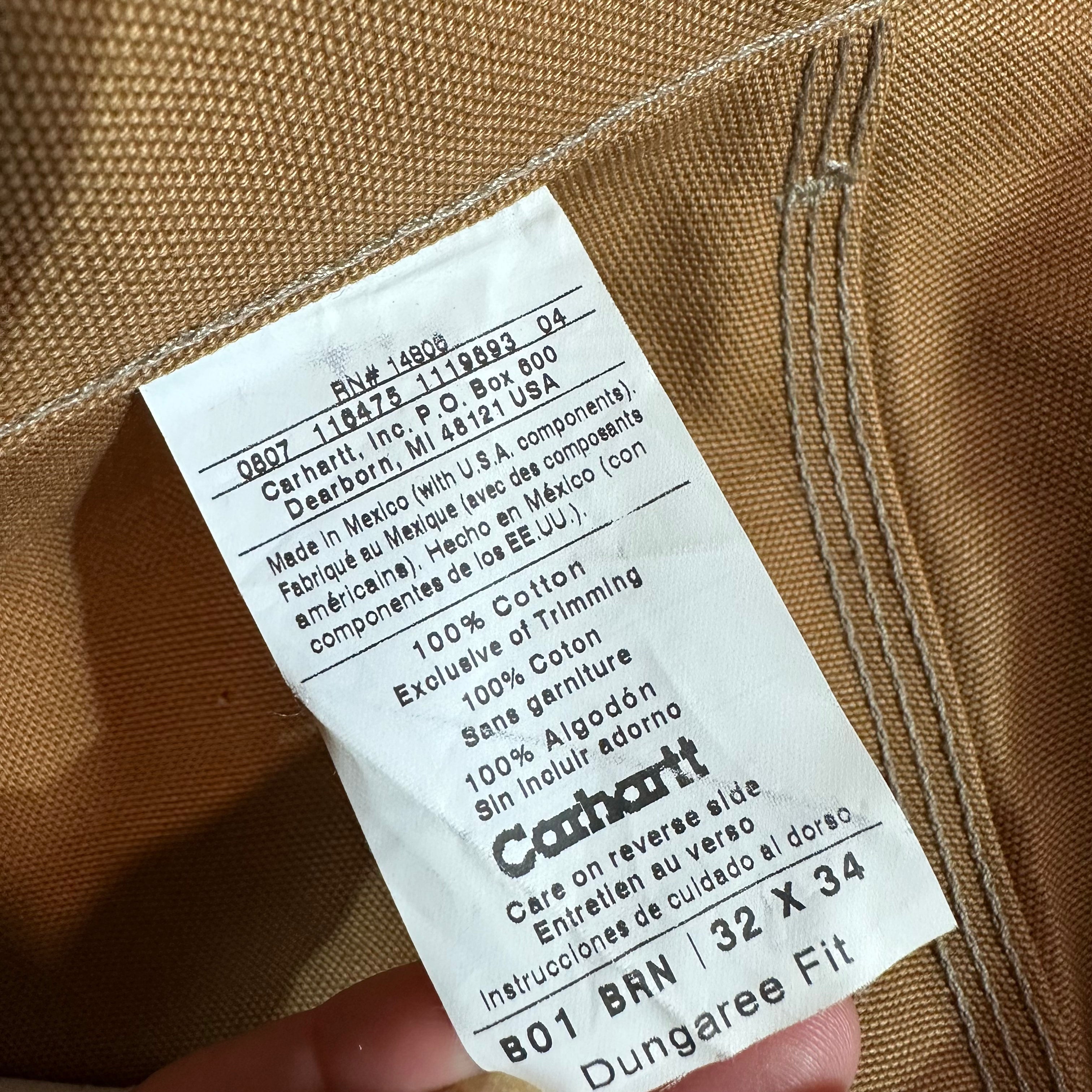 Carhartt B01 BRN Mens 32x34 Double Knee Pants