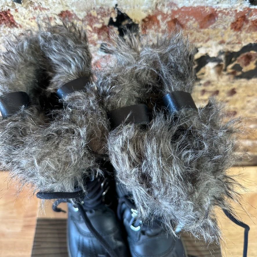 Sorel Tofino Faux Fur Trimmed Leather Lace Up Boots Size 8.5 Black Waterproof