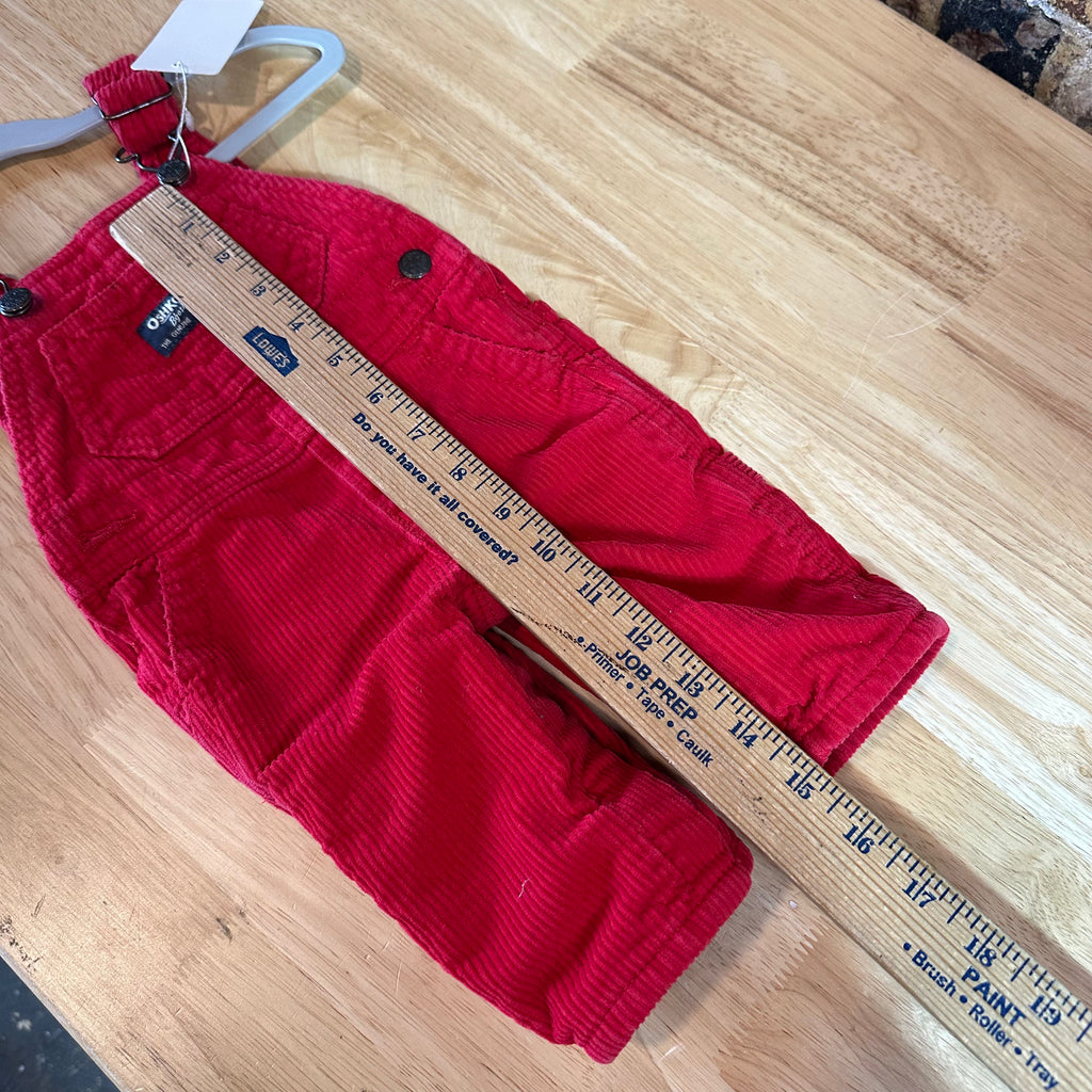 OshLosh Red Corduroy Bibs 3M