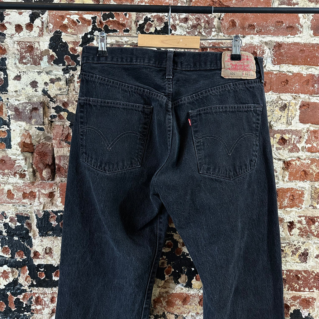 Levis 501 Mens 36x34 Denim Black Straight Leg Jeans
