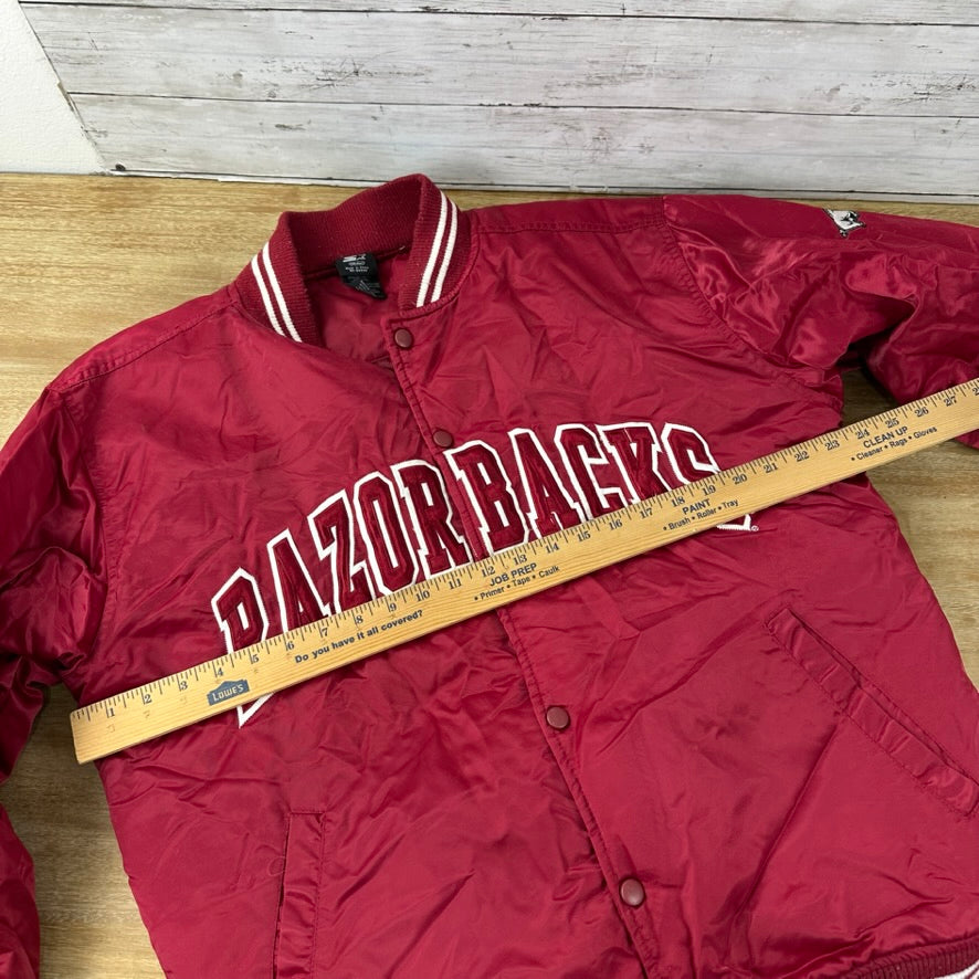 Arkansas Razorbacks Starter Jacket Mens Medium Red Satin Bomber NCAA SEC &nbsp;