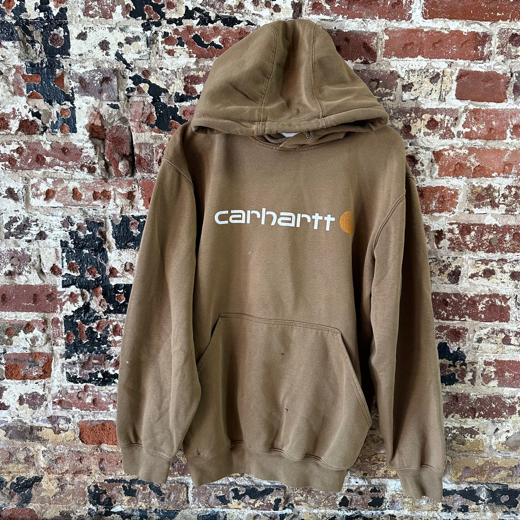 Carhartt Hoodie Sweatshirt Brown Mens Size Medium Original Fit Spellout
