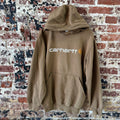 Carhartt Hoodie Sweatshirt Brown Mens Size Medium Original Fit Spellout