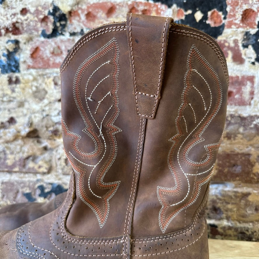 Cody James Brown Leather Western Cowboy Square Toe Mens Boots 10.5 EE Safety Toe