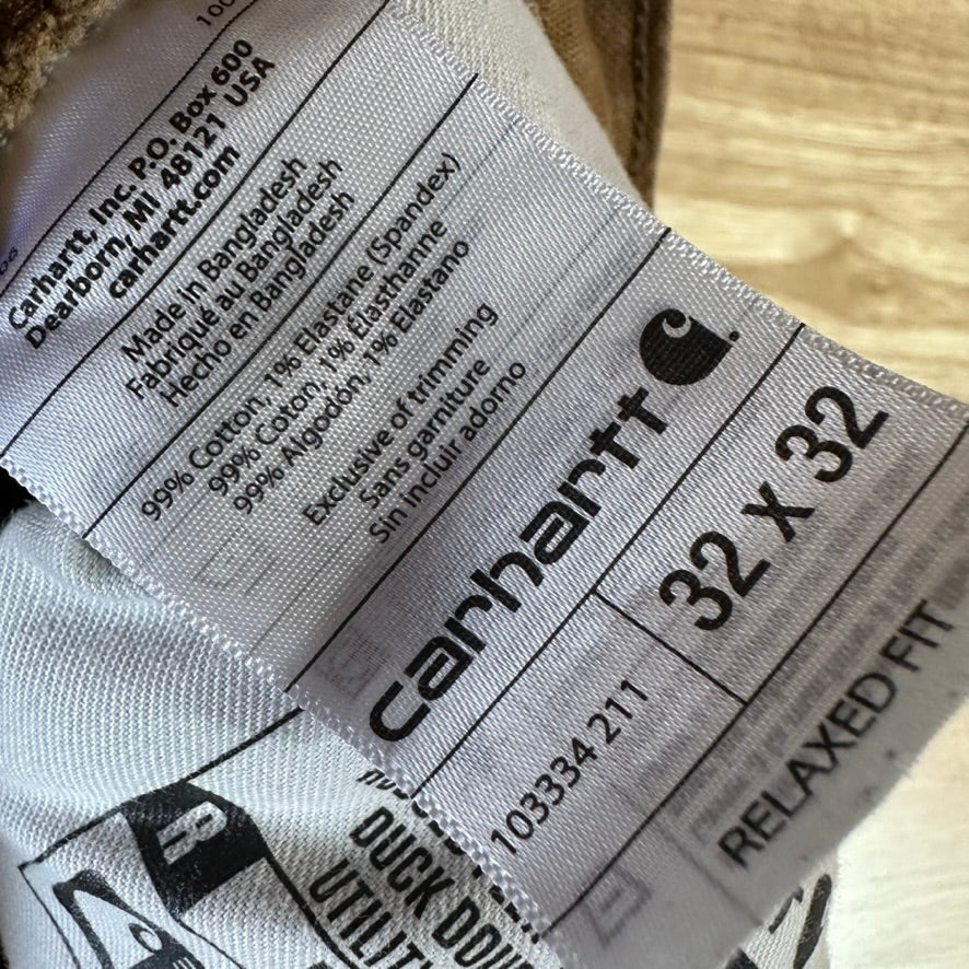 Carhartt Double Knee Brown Mens 32x32 Pants