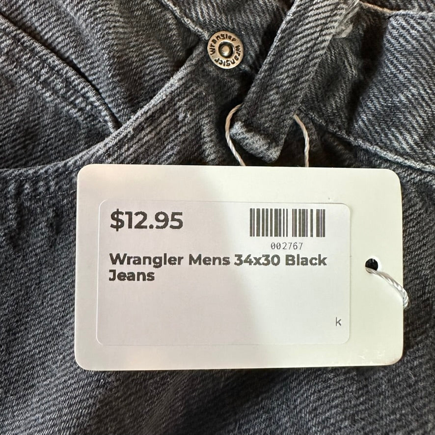 Wrangler Mens 34x30 Black Jeans