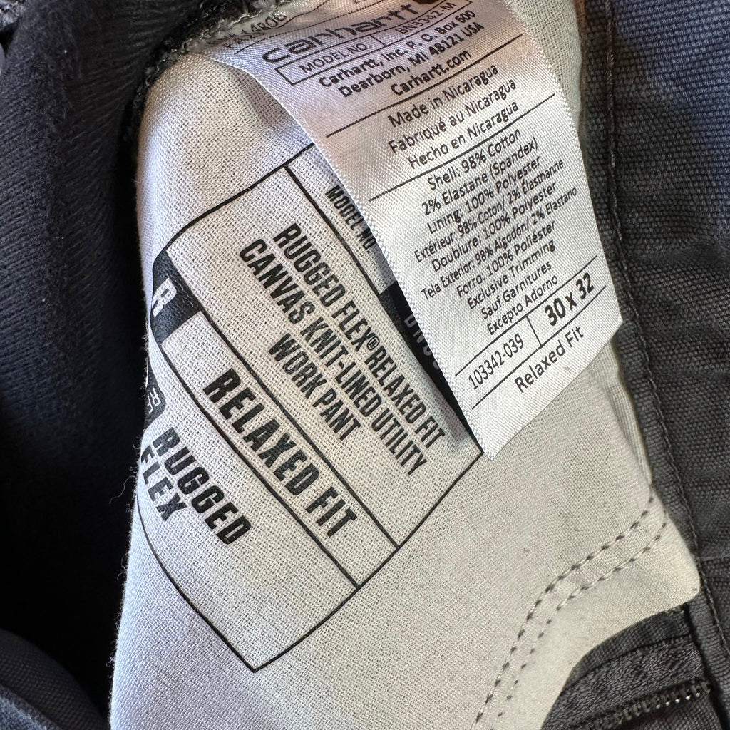 CARHARTT Men's fleece Lined Canvas Utility Pant 30x32 Gray