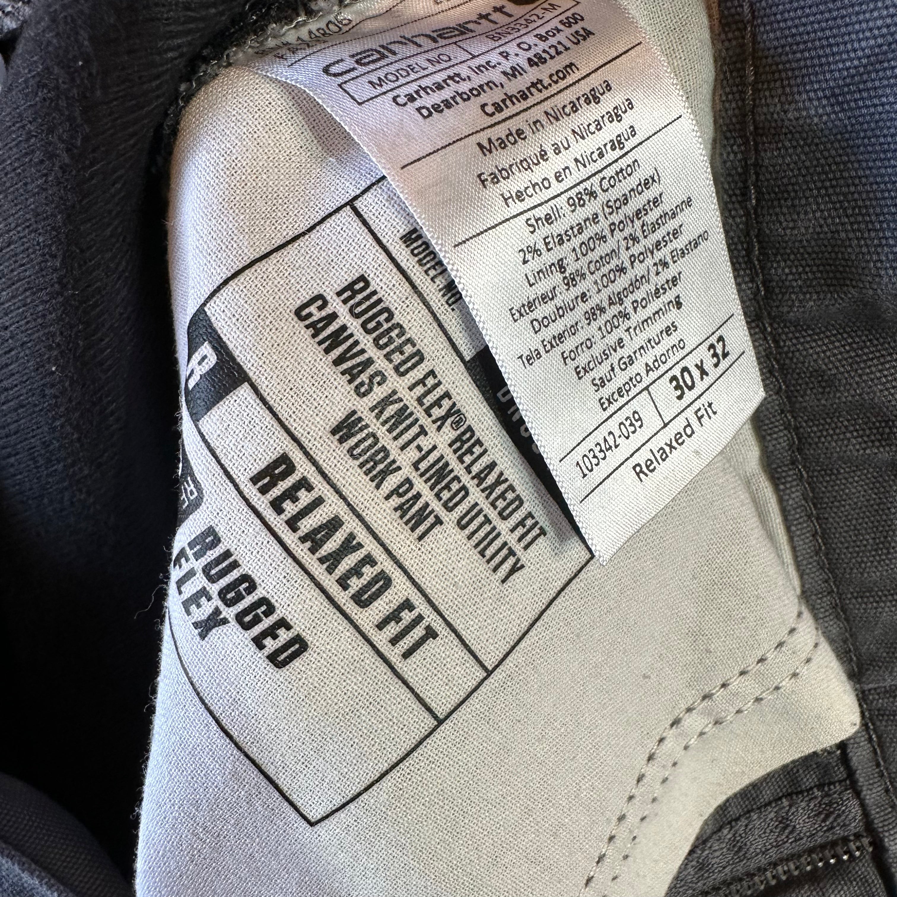 CARHARTT Men's fleece Lined Canvas Utility Pant 30x32 Gray