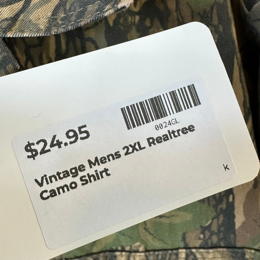 Vintage Trebark Shirt Mens 2XL Brown Green Camo Hunting Button Up Field Camp