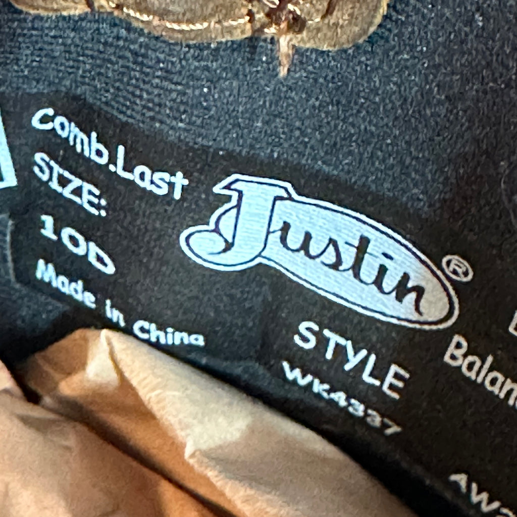 Justin WK4337 Mens Brown Black Leather Waterproof Comp Toe Work Boots Sz 10 D